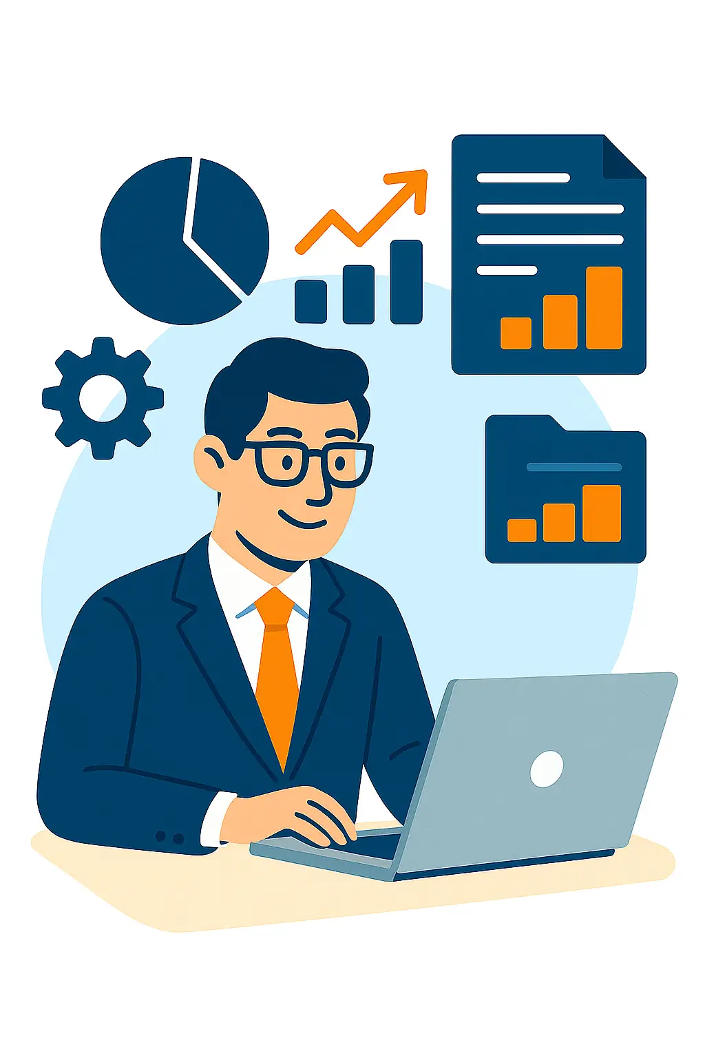Virtual CFO and financial statements illustration