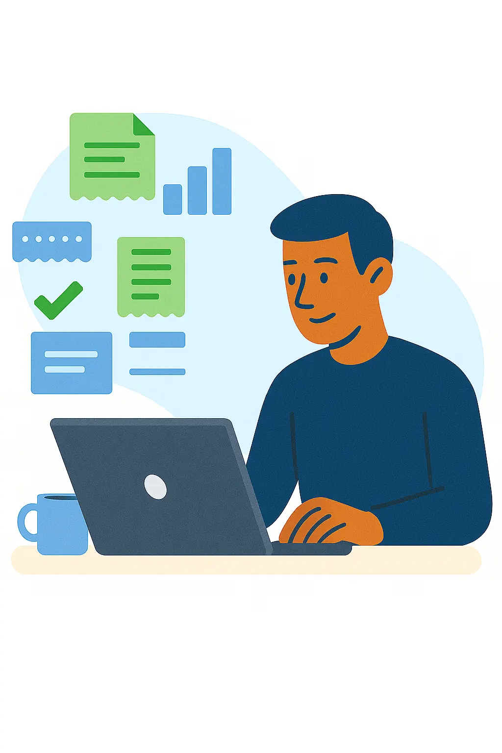 QuickBooks bookkeeping & review illustration